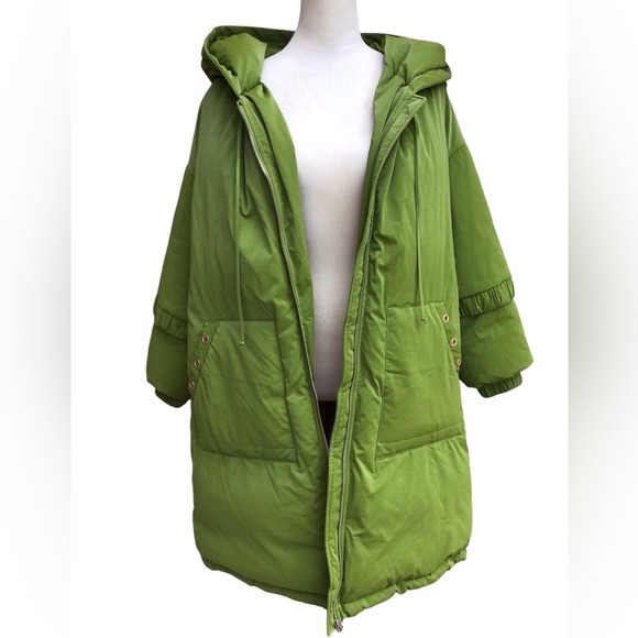 Nap Duck Down Oversized Hooded Puffer Coat Green NEW - Picture 9 of 13